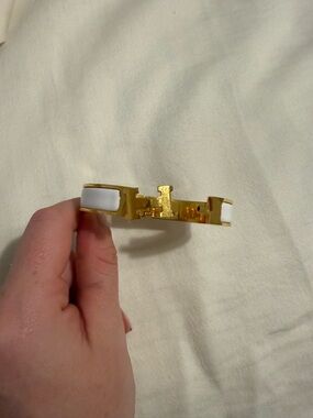 Hermes Gold and White Enamel Clic H Bracelet